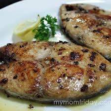 Tanigue Spanish Mackerel Garlic Steak With Fish Steak Minced Garlic Sea Salt Black Pepper Seas Mackerel Recipes Mackerel Steak Recipe Mediterrean Recipes