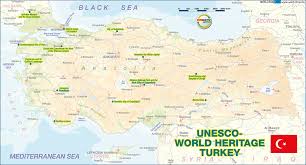 Overview map of turkey with drawings for major tourist attractions and structures. Map Of Unesco World Heritage Turkey Country Welt Atlas De