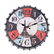 Wall Clocks 35cm Round Metal Wall Clock Modern Retro Vintage Antique Look 3d Bottle Cap Design Mute Decoration Rolex Unique Grandfather Bathroom Huge Potter In 2020 Antique Wall Clock