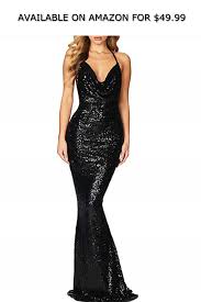 Made2envy Drape Cowl Neckline Open Back Sequined Gown