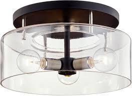 Troy C7552 Bergamot Station Carbide Black And Polished Nickel 17 Flush Mount Ceiling Light Fixture Tro C7552