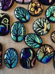 Hand Etched Dichroic Glass Mandala Rock Art Rock Painting Art Rock Painting Designs