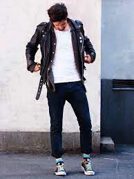 Black Jeans White Shirt Jacket Leather Sneakers Men Style Tumblr Fashion Streetstyle Leather Jacket Street Style Biker Jacket Street Style Sneakers Men Fashion