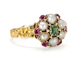 Antique Pearl Ruby Emerald Cluster Ring Emerald Ring Vintage Antique Jewelry Jewelry