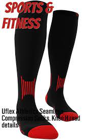 Uflex Athletics Seamless Compression Socks Knee High Injury Recovery Athletic Sports Workout Mens Running Socks Biking Workout Athletic Sports