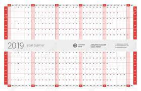 This is a twelve months year planner 2019 running from 1st january to 31st december. Yearly Wall Calendar Planner Template For 2019 Year Vector Design Print Template Week Starts Sunday Royalty Free Cliparts Vectors And Stock Illustration Image 100810106