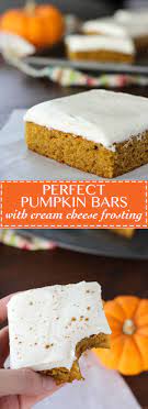Perfect Pumpkin Bars With Cream Cheese Frosting Dessert Alla Zucca Dolci Festivita Barrette Dolci