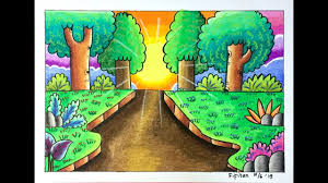Cara mewarnai pemandangan air terjun dengan gradasi warna oil pastel. 1001 Cara Mudah Membuat Montase Terlengkap Beserta Penjelasanya