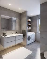 I love how there are hints of gray in the bathroom, yet the color does not overwhelm. 26 Gray Bathroom Ideas Worthy Of Your Experiments Laundry In Bathroom Grey Bathrooms Laundry Bathroom Combo