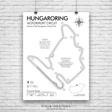 The original grand prix circuit was 4.014 km long and had 16 turns, but after the 1988 hungarian grand prix, some changes were made and the track was shortened to 3,975 km with 13 turns. Hungaroring Race Circuit F1 Race Track F1 Circuits Formula One Formula One Racing Minimalist Style Auto Racing Print Formula One Circuit Racing Circuit
