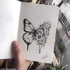 Download Sketch Half Butterfly Half Flower Tattoo Google Search