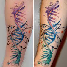 Tinta rebelde over the years has established, secured and built up it's clientele in southern ca to be a reputable art gallery & tattoo studio. Healed 1yr Watercolor Dna Tattoo Done By Koray Karagozler At La Graine Tattoo Berlin Tattoos