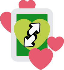This is a uno card, it is of the color green, and is a reverse and only has two cards in the deck. Custom Discord Emoji Love Themed Uno Reverse Cards Blue Yellow Red