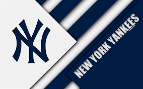 Download Wallpapers New York Yankees Mlb 4k Blue White Abstraction American League East Division Logo Material Design Baseball New York Usa Major Lea New York Yankees New York Yankees Logo Ny