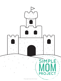 Sand castle on the beach made by a kid, ink drawing. Free Printable Sandcastle Template Simple Mom Project