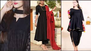 The pink and blue combination is one of the classy colour matches. Plain Black Suit Design For Girls 2020 Simple Black Suit Designing Ideas Youtube