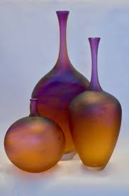 Amber Amethyst Glass Vases Set Of Three Wpl Interior Design Art Glass Vase Glass Art Amethyst Glass