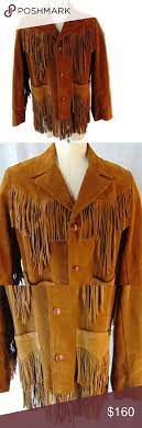 Vintage Pioneer Wear Usa Leather Fringed Jacket 44 Vintage Pioneer Wear Rust Brown Suede Leather Button Jack Fringe Leather Jacket Fringe Jacket Clothes Design