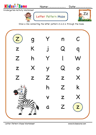 letter z maze worksheet kidzezone