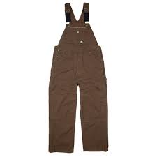 Mens Berne Unlined Washed Duck Bib Overall Bark