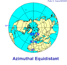 Image result for azimuthal equidistant map