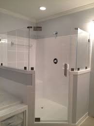Neo Angle Shower Without A Header Homeowner Simply Re Finished Old Tile For A Brand New Look Rem Neo Angle Shower Framed Shower Frameless Shower Enclosures