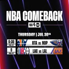 Hawks/bucks (tnt)subscribe to the nba: Nba On Tnt On Twitter The Nba Returns July 30th On Tnt Utahjazz Vs Pelicansnba Laclippers Vs Lakers