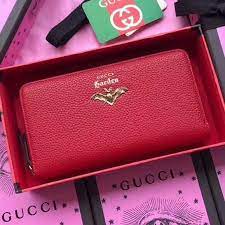 Gucci Garden Bat Calfskin Zip Around Wallet 516927 Red 2018 Zip Around Wallet Designer Bags For Less Wallet