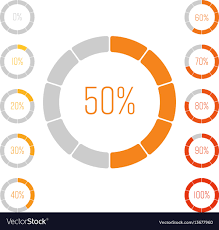 Set Of Ring Pie Charts With Percentage Value
