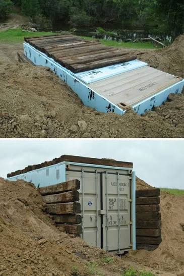 Repurposing a shipping container as a run-in shelter
