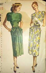 Donna in stile anni '40 vestiti e binocoli. Abito A Maniche Corte In Stile Anni 40 Con Gonna Pegged Etsy