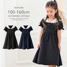子供ドレスのキャサリンコテージ 本店 ワンピース スーツ フォーマル靴 ブラックワンピース キッズ 女の子 半袖 レースセーラー襟ポンチワンピース 100 110 120 130 140 150 160 cm ネイビー 紺 ブラック 黒 フォーマル カジ ワンピース キッズ 結婚式