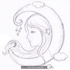 Helen Huang Sketch Girl Moon Star Art Drawings Sketches Simple Art Drawings Simple Art Drawings Sketches Creative