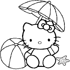 Kitty est une petite chatte blanche qui porte un joli ruban sur la tête. Coloriage Hello Kitty A La Plage En Ligne Gratuit A Imprimer