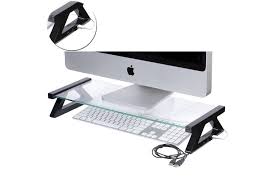 Best computer gaming computer glass and aluminium desk tray cool desktop monitor stand laptop stand desktop organization desktop accessories. Esselte 57cm Glass Computer Lcd Monitor Riser Holder Desktop Stand W Usb Hub Blk Kogan Com