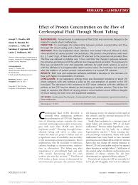 Pdf Effect Of Protein Concentration On The Flow Of Cerebrospinal Fluid Through Shunt Tubing Cheatle Jt Bowder An Teffts Jl Agrawal Sk Hellbusch Lc Neurosurgery 2015 Aug 12 Epub Ahead Of Print