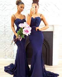 Mermaid wedding dresses and trumpet bridal gowns with the perfect hourglass shape, many neckline choices and a beautiful narrow waistline. Navy Blue Mermaid Bridesmaid Dress On Luulla