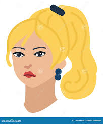 Beautiful Woman with Blond Hair Tied in Ponytail Stock Vector