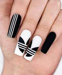 60 examples of black and white nail art cuded adidas nails black and white nail art super cute nails