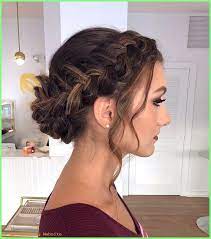 Prom Hairstyles 2019 Brown Hair With Highlights In A Braided Bun Wedding Hairstyles For M Hair Styles Brown Hair With Highlights Hair Highlights