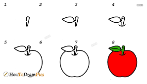 If you will draw some leaves and branch, then the drawing of an apple will look more realistic. How To Draw An Apple For Kids Howtodraw Pics