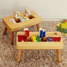 Our wooden puzzle step stool combines two things kids love — bright colors and their names! Puzzle Name Stools Personal Creations