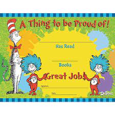 Demco Com Dr Seuss Cat In The Hat Reading Awards Reading Certificates Reading Awards Kindergarten Reading