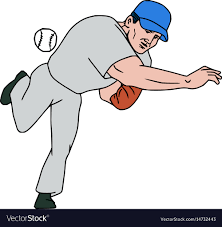 Baseball player pitcher throw ball cartoon Vector Image