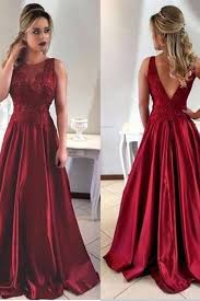 V Back Prom Dress Dark Red A Line Sweep Train Evening Dress Prom Dresses Dark Red Formal Dresses Classy Prom Dresses For Teens
