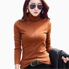 Kaos wanita dengan model kerah yang panjang sampai leher dan lengan panjang. Kaos Leher Tinggi Gaya Korea Wanita Model Terbaru Munhee 6008 A1 Accessories