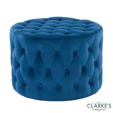 Scottish highlands, islands, northern and southern ireland. Lobo Deep Buttoned Velvet Footstool Blue Clarkes Bailieborough