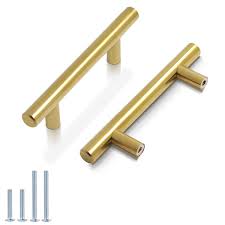 Check out our cabinet pulls selection for the very best in unique or custom, handmade pieces from our home & living shops. Probrico 5 Pack 3 Hole Centers Brushed Brass Cabinet Pulls Euro Bar Cabinet Hardware Kitchen Bathroom Cabinet Modern T Bar Dresser Pull Gold Drawer Handles 5 Inch Overall Length Buy Online In