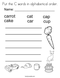 This abc order generator will sort word lists, numbers, or just about any mix of content info and it will handle all the alphabetizing work using many different. Put The C Words In Alphabetical Order Coloring Page Twisty Noodle