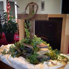 Pin By Melissa Padgett On Lenten Church Decoration Church Altar Decorations Church Easter Decorations Church Display
